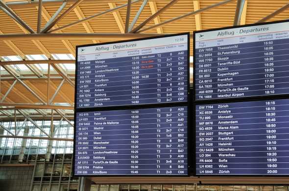 Image of the departure table at Hamburg Airport